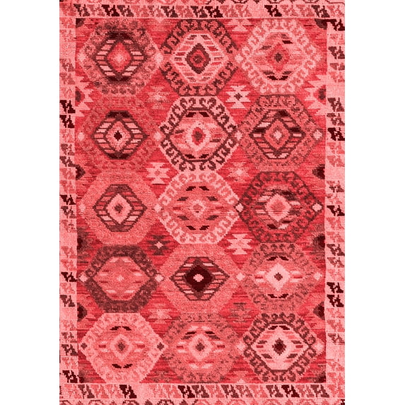 Ahgly Company Indoor Rectangle Oriental Red Modern Area Rugs, 6' x 9'