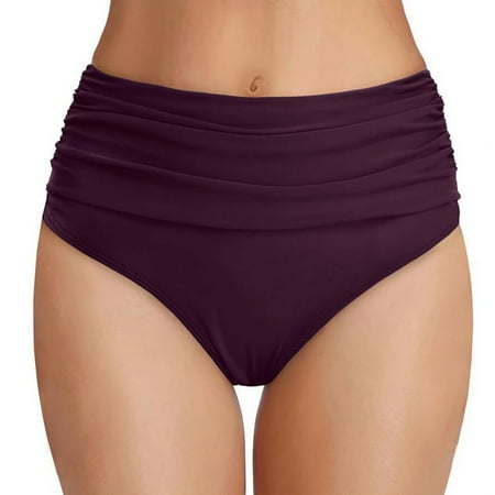 Lroveb Bikini Bottoms for Women Spring Summer Beach Solid Color High Waisted Printed Split Swimsuit Cheeky Swimsuit Briefs