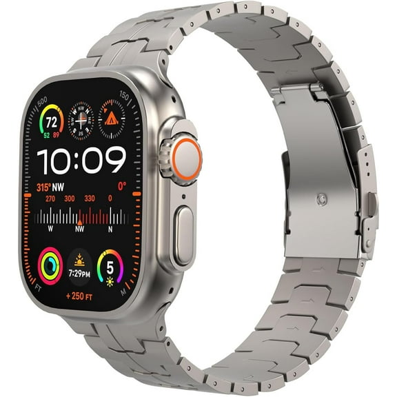 KOMI Titanium Band Compatible with Apple Watch Ultra 2 Strap 49mm 45mm 44mm 42mm, Metal Strap for iWatch Ultra SE Series 9 8 7 6 5 4 3 2 1 Replacement Wristbband for Men