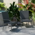 thumbnail image 3 of Flash Furniture Maxim Set of 2 Stackable Indoor/Outdoor Wicker Dining Chairs with Arms - Fade & Weather-Resistant Steel Frames - Gray, 3 of 13