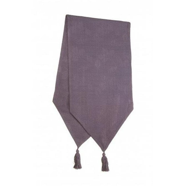 Chemin de Table Côtelé 13 x 54 Po avec Pompons, Violet