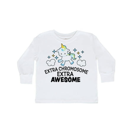 

Inktastic Extra Chromosome Extra Awesome with Unicorn Gift Toddler Boy or Toddler Girl Long Sleeve T-Shirt
