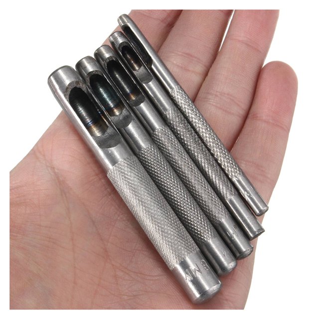 5Pc Hole Leather Belt Cutter Craft Hollow Punch & 1x 4 in 1 8 Inch Carbon Steel Carpentry Wood Rasp File Mill Tool 200mm
