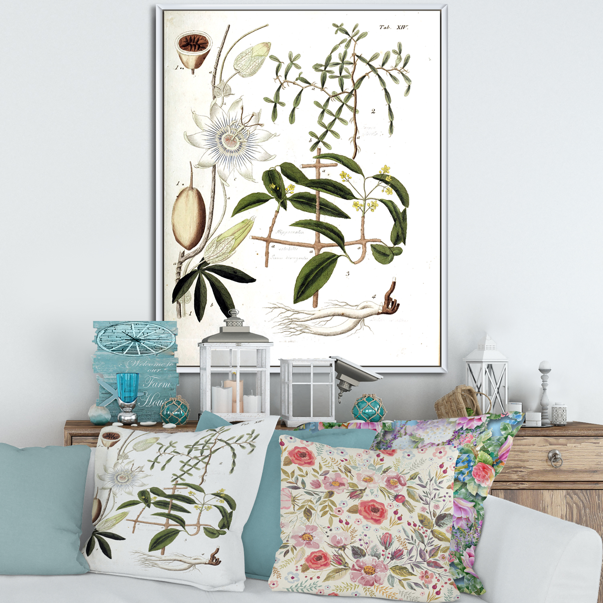 Designart 'Ancient Plant Life IV' Farmhouse Framed Canvas Wall Art Print