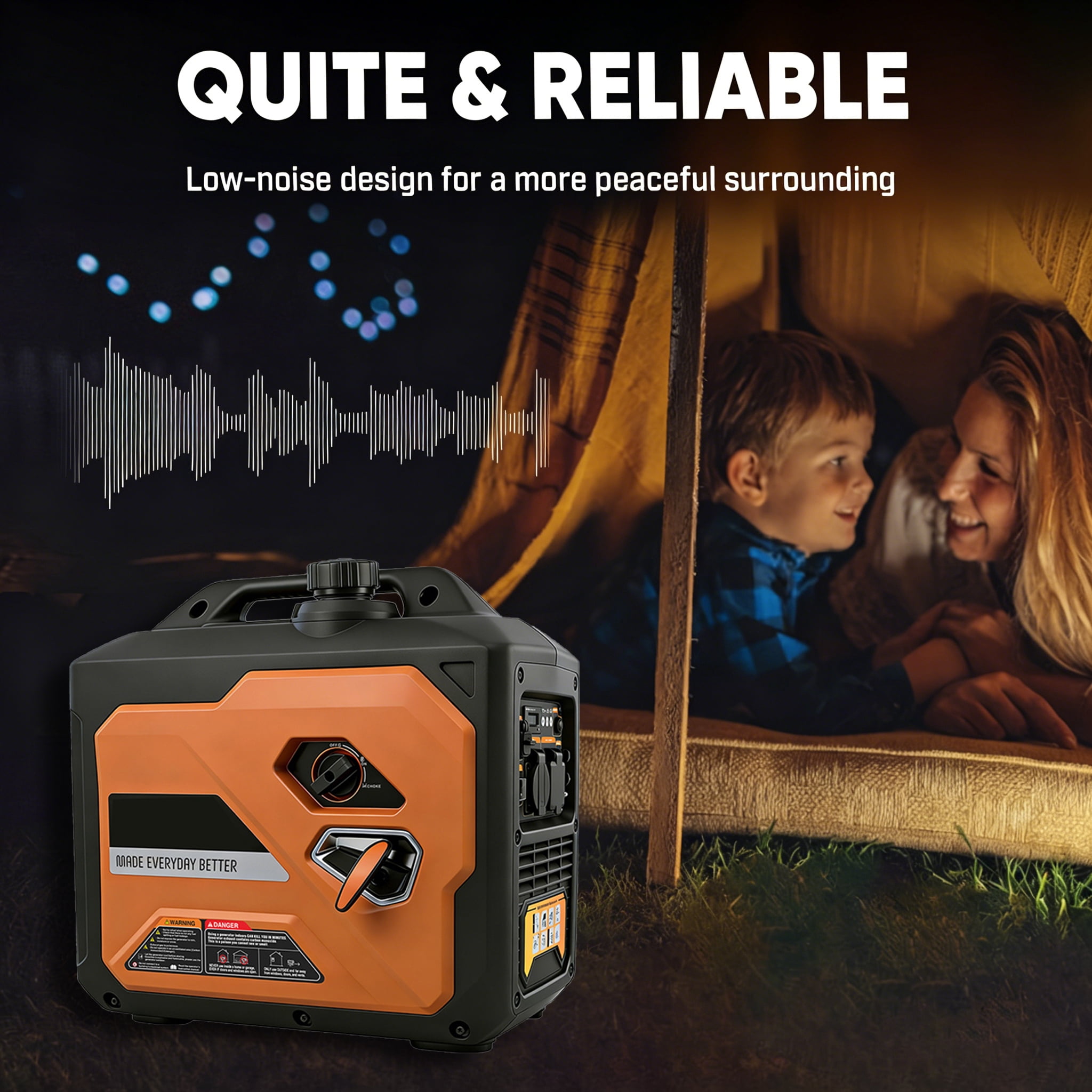 EchoNexus 2500W Lighweight Portable Power Station,Quiet Portable Inverter Generators for Home Use,Outdoor Camping,Emergencies,Rv And Home Essentials