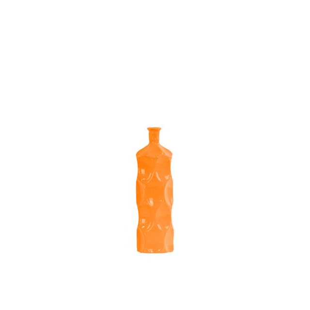Urban Trends Collection 24414 Ceramic Round Bottle Vase With Dimpled Sides- Small - Orange