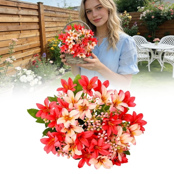 13 Inch Artificial Stargazer Lily Flowers, Multiple Color Realistic Fake Lilies, 32cm Long Stem Bouquet for Wedding Bouquets, Home Vase, Hotel Table & Outdoor Garden Decor