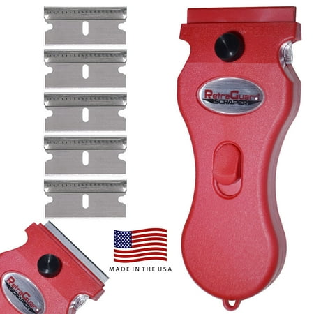 Oven Scraper (Werxrite RetraGuard Razor Blade Scraper Tool - Stovetop Cooktop Glass Ceramic Induction Metal Scraper - Surface Cleaning Scraper + 5 Replacement Scraper Blades - USA)