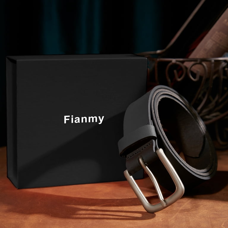 FIANMY Men's Genuine Leather Handmade Belt, Black photo 3