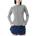 thumbnail image 3 of Dazajoo Women's Athletic Full Zip Lightweight Workout Jacket with Pockets Running Slim Fit Yoga Sportwear with Thumb Holes Holiday Sales,Dark Gray,Free Size, 3 of 5