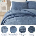 thumbnail image 4 of Walensee Twin Seersucker Comforter Set, 2 Pieces Bed Comforters , 68"x90", Navy, 4 of 6