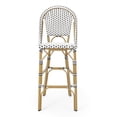 thumbnail image 6 of LiviNest Outdoor French Barstools Set: 2-Piece Weatherproof PE Rattan Stools - 29.5" Seat Height for Patio & Garden - Aluminum Frame with Bamboo Finish White & Black, 6 of 6