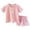 Pink, variant on Toddler Baby Boy Girl Summer Outfit Short Sleeve Rainbow T-Shirt Top Solid Color Shorts 2PCS Cute Clothes (Blue, 12-18 Months)