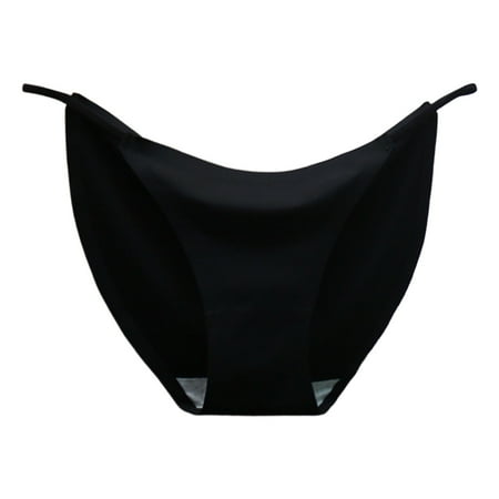 ZPYESWOW Womens Underpants Solid Color Breathable Microfiber Briefs High Waist Ice Silk Seamless Panties for Women Underwear Women Pack Cotton Black L