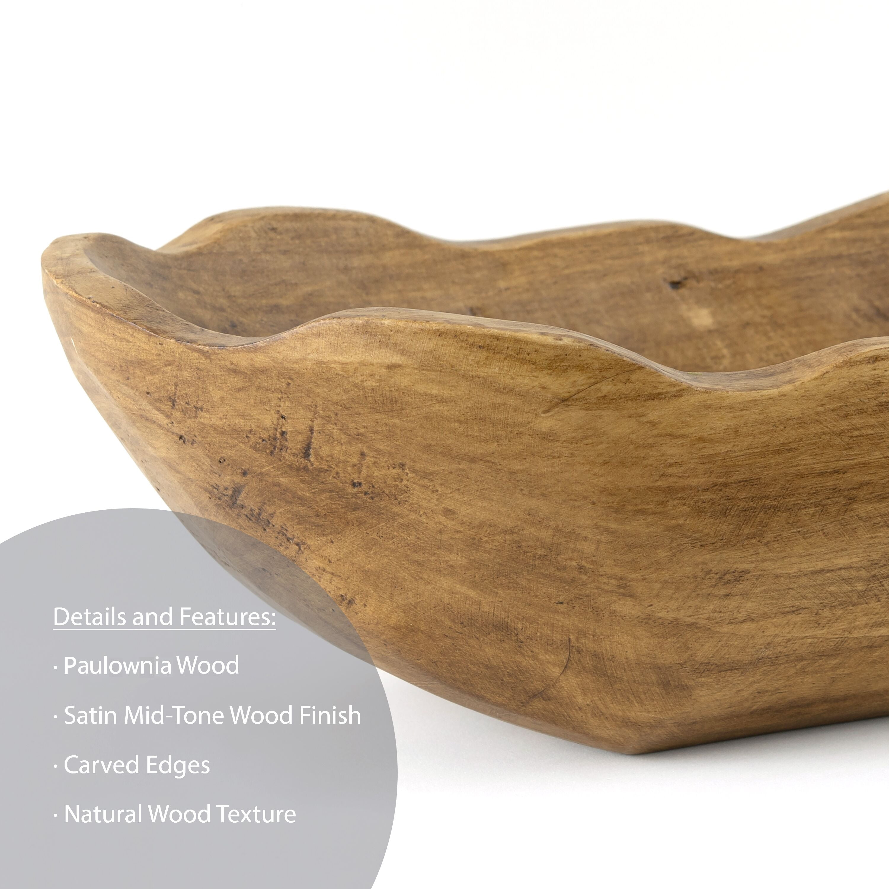 Better Homes & Gardens Decorative Dough Bowl, Carved Wood, Mid-Tone Brown, Indoor