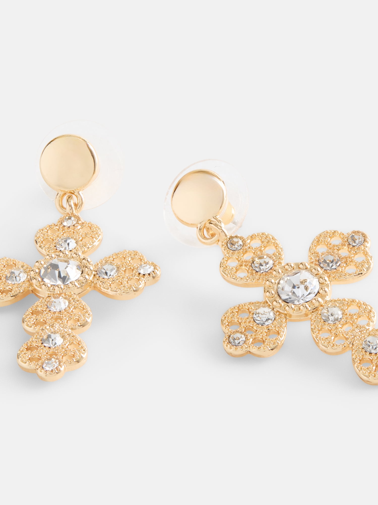 No Boundaries Women’s Gold Tone Cross Drop Earrings