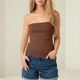 thumbnail image 6 of Felirenzacia Tube Tops for Women Going Out Strapless Crop Tops Sleeveless Bandeau Summer Y2k Cute Clothes,Coffee,S, 6 of 7