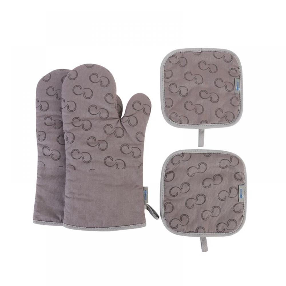 Oven Mitts and Pot Holders 4pcs Set High Heat Resistant with Non-Slip Silicone 
