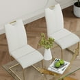 thumbnail image 3 of Modern Glass Dining Table Set (5pc) - Round White Table &amp; 4 Gold Chairs, Kitchen/Restaurant. Tempered Glass Top, Metal Frame, Seats 4, Easy Assembly., 3 of 27