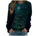 thumbnail image 2 of Qiopertar Mode Femmes Imprimé Col Rond Pull Manches Longues Blouse Confortable Chandail en Molleton Liquidation Livraison Gratuite à Moins de 5$ jusqu'à 90 % de Réduction, 2 of 4