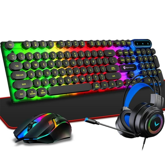 Backlit Keyboard And Combo With Headset. Pad. 104 Keys RGB Mechanical Feeling Gaming Keyboard Light up Keyboard Wireless