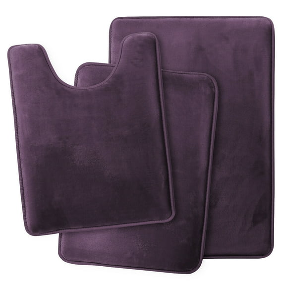 Memory Foam Bathroom Rug Absorbent Bath Mat Set with Small Large and Contour Rug, 3pcs