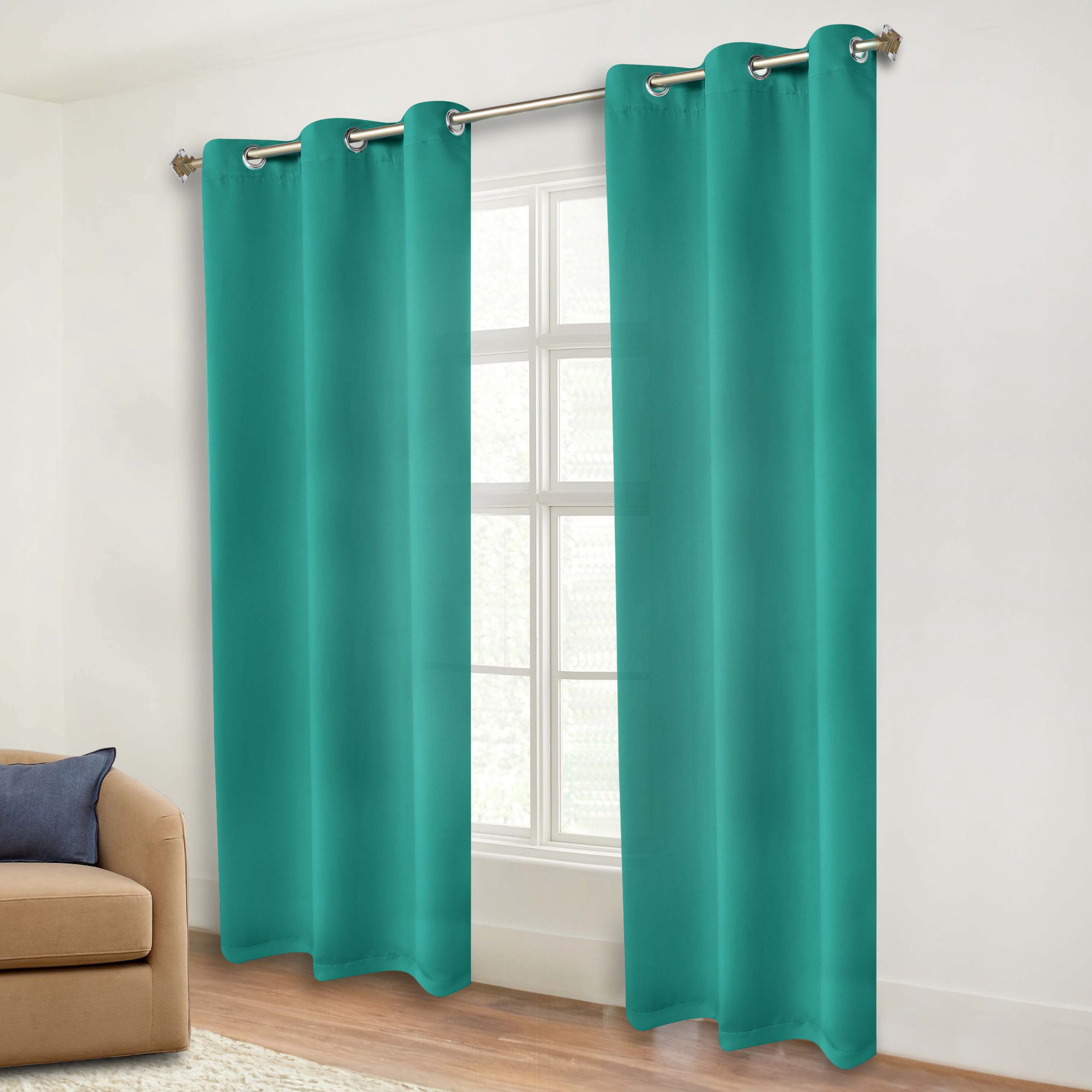 Superior Blackout Solid Light Filtering Grommet Curtain Panel Set, 46" x 84", Cerulean Blue