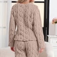 thumbnail image 3 of Women's Fuzzy Pajama Tops Long Sleeve Fleece Flannel Pj Winter Warm Thick Sleeping Pullover Embroidered Sleepwear,Light Brown - L, 3 of 3