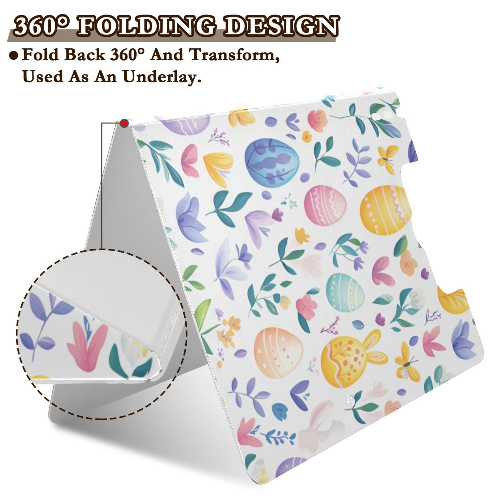 FORMRS A4 Clipboard Folder with Pen Holder Horizontal Foldable School Office Binder, Purple Easter Eggs