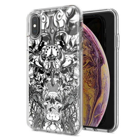 MUNDAZE For Apple Iphone Xs Max Viking Skull Design Double Layer Phone Case Cover