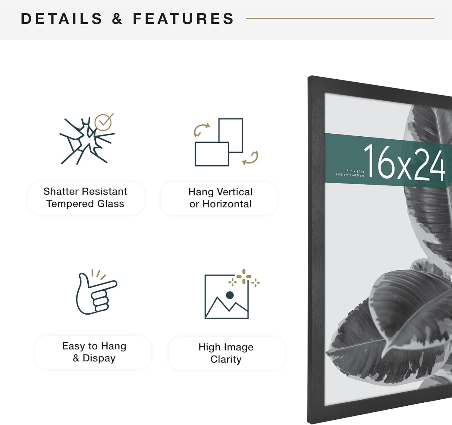 MCS Studio Gallery 16x24 Poster Frame Black Woodgrain (1-Pack)
