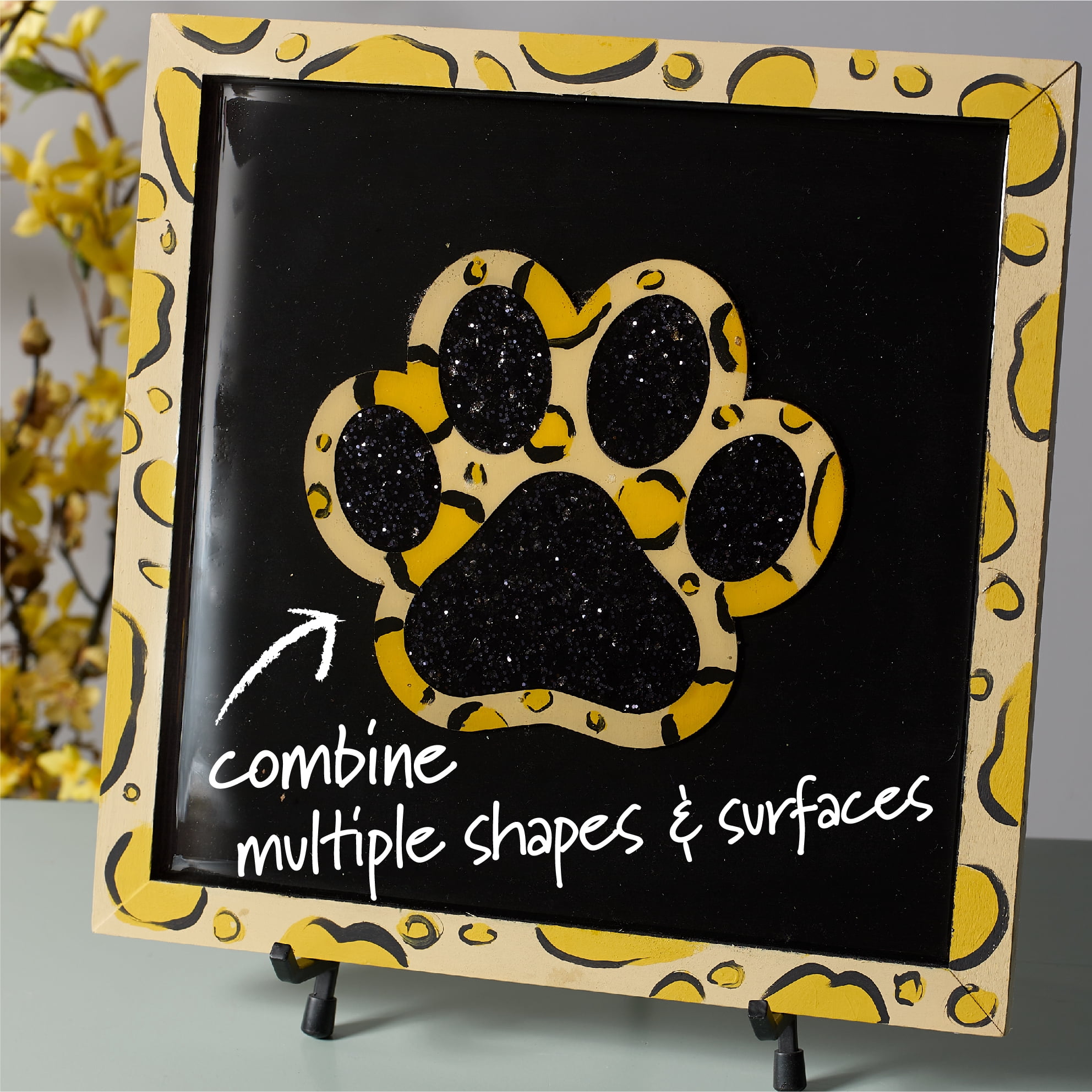 (4 pack) Plaid Surfaces Layered Wood Shape, Paw, 7"