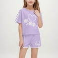 thumbnail image 2 of Bovxnpu Boys Girls 2 Piece Outfits, Girl Short Set Cute T-Shirt Shorts, Boy And Girls' Casual Short Sleeve Round Neck Collar Botton Printed Short Pants Sets 9 Years, 2 of 8