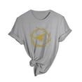 thumbnail image 4 of Cathalem Women Short Sleeve Shirts Slim Fit V Neck Ribbed Knit Basic Solid Color Tees Tops,Gray M, 4 of 5