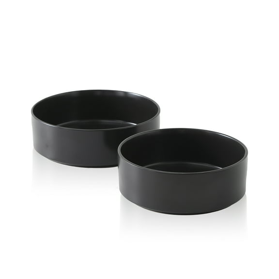 Stone Lain Celina Stoneware Collection Dinnerware Set, 2-Piece Serving Bowls, Black