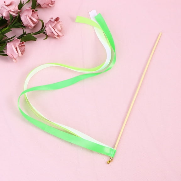 GOOHOCHY 20 Pcs Wedding Ribbon Fairy Stick Ribbon Streamers Wands Green