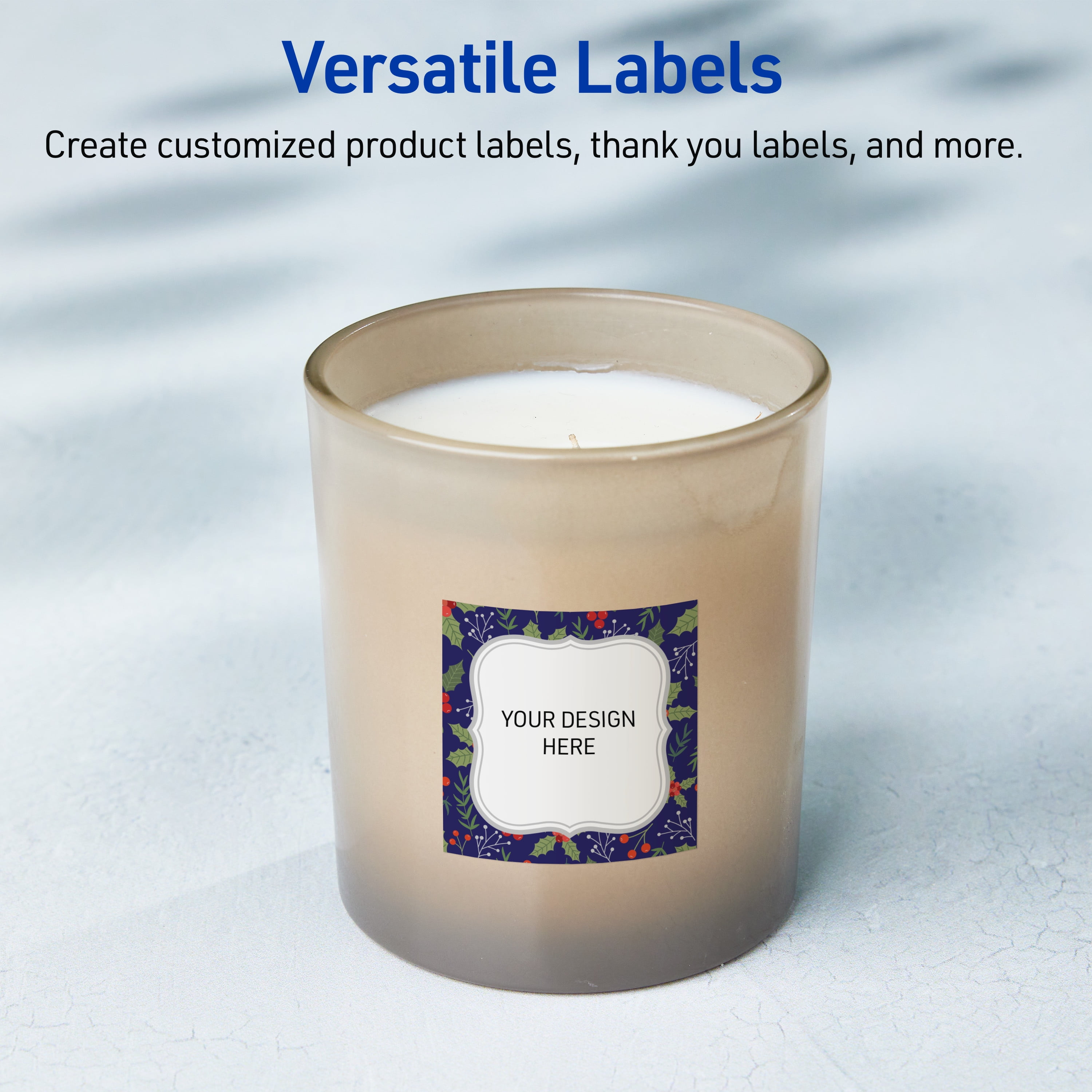 Avery Labels, 3" x 3", Matte White, Navy/Metallic Silver Frame