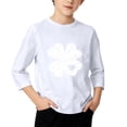 thumbnail image 3 of T-Shirt de la Saint-Patrick pour Filles, Mignon T-Shirt Graphique à Manches 3/4 Col Rond avec Imprimé Irlandais, Hauts Décontractés Printemps Été pour Vacances, Fête d'Anniversaire et Usage Quotidien Blanc 110, 3 of 5