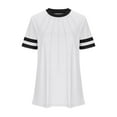 thumbnail image 4 of Diufon Womens Plus Size T-Shirts Casual Loose Short Sleeve Crewneck Color Block Summer Tops Trendy Pleated Tees, 4 of 5