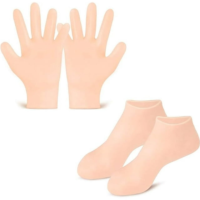 Estbridge Silicone Prevents Dryness Foot & Hand Spa Mask for Feet/Hand Care (Light Yellow)