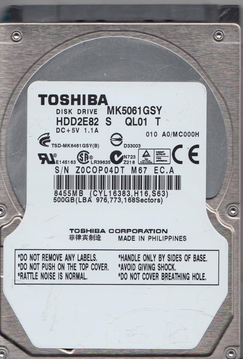 Toshiba MK3261GSYN HDD2F23 F VF01 T F/W A0/MH000C Philippines 320GB