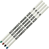 Schmidt 635 D1 Mine Ballpoint Refill - Black, Blue, Green, Red Ink (Medium Tip 0.7mm) - Pack of 4