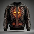 thumbnail image 2 of Sweatshirts for Men Fall clothes Crew Neck Halloween Skeleton Print Hoodless Long Sleeve Casual Tunic Pullover Sweater Tops, 2 of 3