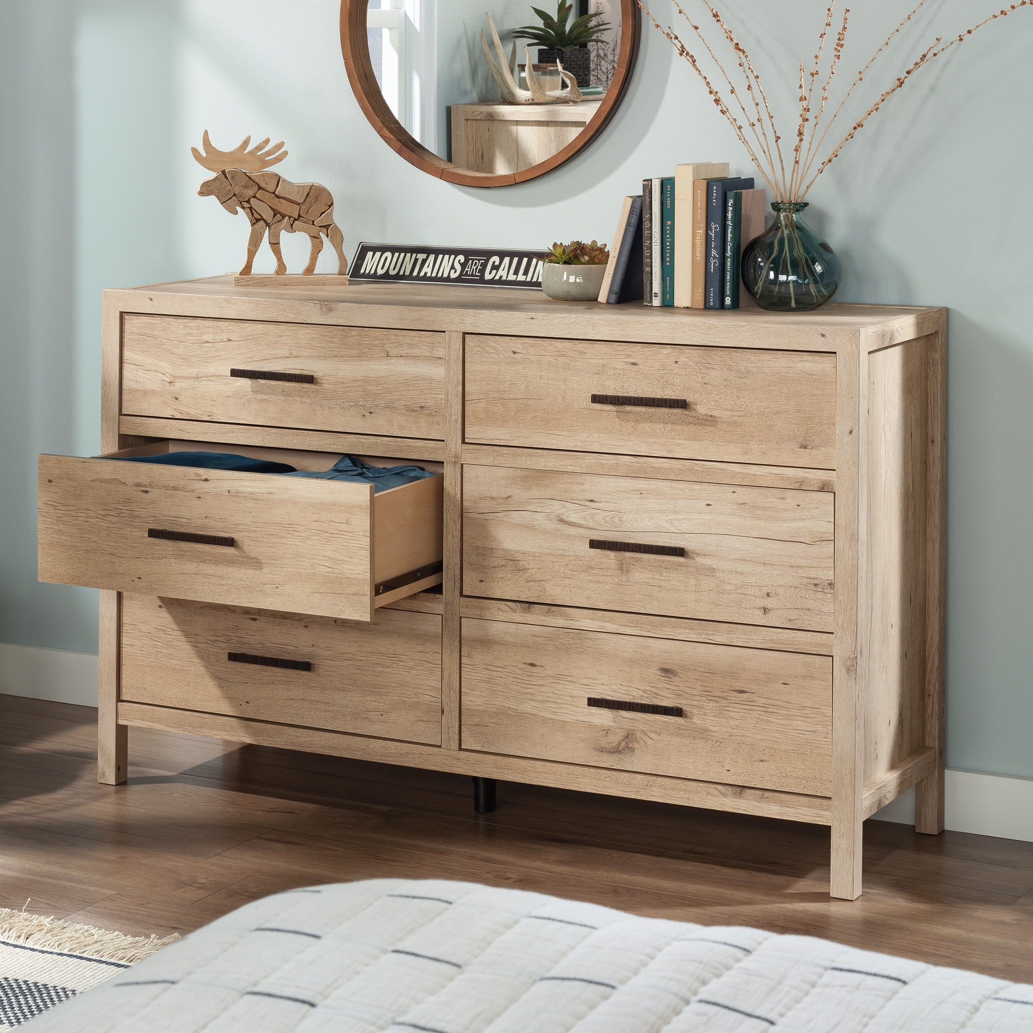 sauder county line dresser salt oak Sauder, County Line 6 Drawer Dresser, 52.26