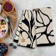 thumbnail image 2 of Boho Floral Kitchen Towels Set of 2- Black Floral Hand Towels, Beige Dish Towels, Decorative Kitchen Towels, Botanical Decorative Kitchen Towels, Boho Hand Towels for Bathroom, 16×24 Inches, 2 of 6