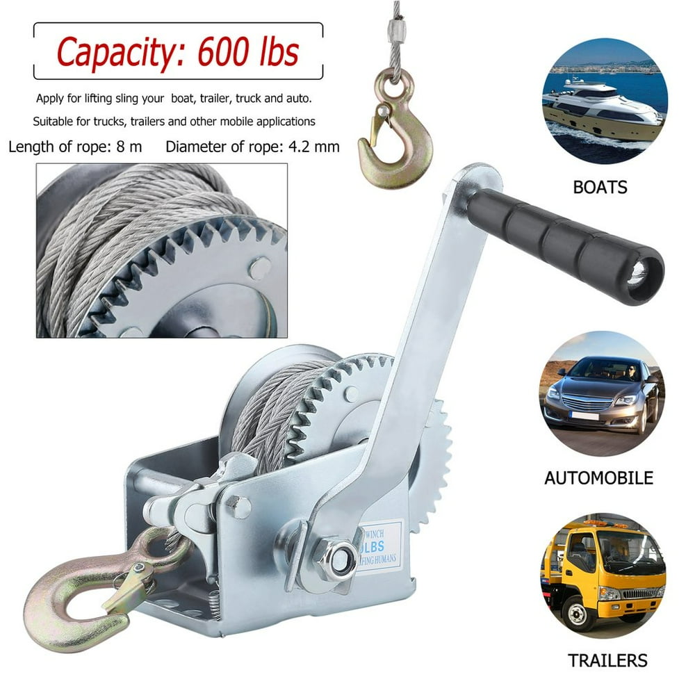 Five Oceans Marine Trailer Crank Hand Winch for Boats 600 Lbs with
