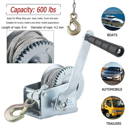 - Five Oceans Marine Trailer Crank Hand Winch for Boats 600 Lbs with Strap Manual . FO-1782
