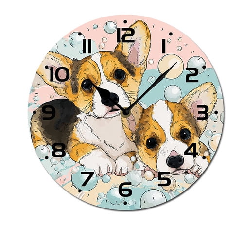 ZXCXRQFa Cute Cartoon Owls And Birds Kitchen Home 10 Inch Silent Vintage Design Round Wall Clock Numerals Design Non Ticking Retro Clocks Home Decor Desk Clock