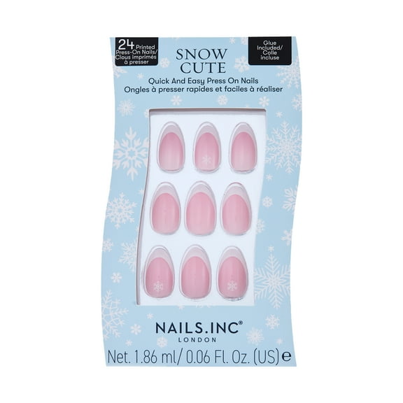 Nails.INC Limited Edition Snow Cute Quick And Easy Press On Nails, Snowflake, 25 Piece Gift Set