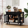 thumbnail image 2 of Wirrytor 47" Mid-Century Sideboard with Tambour Sliding Sides, Coffee Bar Buffet Cabinet Credenza for Kitchen Living Room Dining Room, Black, 2 of 9